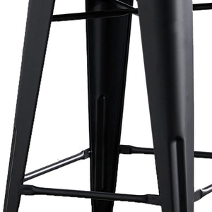 English Elm 24"metal Barrel Back Barstools Matte Black Set of 2 Industrial Kitchen Counter Seating B347P527053