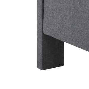 English Elm Luxury Linen King Bed with Adjustable Headboard Solid Wood Slat Foundation Dark Gray B347P531838