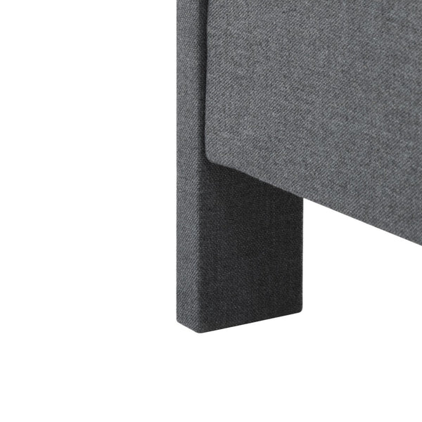 English Elm Luxury Linen King Bed with Adjustable Headboard Solid Wood Slat Foundation Dark Gray B347P531838