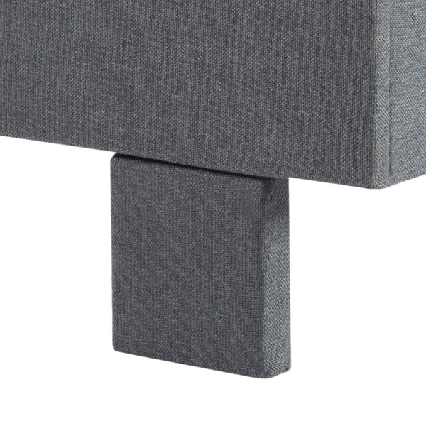English Elm Luxury Linen King Bed with Adjustable Headboard Solid Wood Slat Foundation Dark Gray B347P531838
