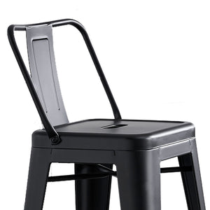 English Elm 24"metal Barstools Set of 4 Matte Black Barrel Back Country Rustic Kitchen Island B347P532598