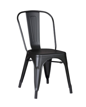 English Elm Set of 4 Stackable Armless Metal Dining Chairs Industrial Slat Back Kitchen Seating Matte Black B347P532650