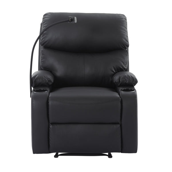 English Elm Adjustable Pu Leather Recliner with Cup Holders Solid Wood Frame Ergonomic Lounge Chair B347P532916