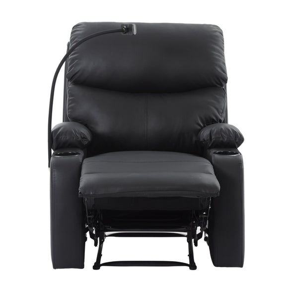 English Elm Adjustable Pu Leather Recliner with Cup Holders Solid Wood Frame Ergonomic Lounge Chair B347P532916