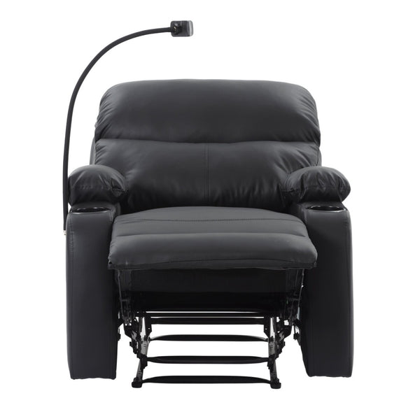 English Elm Adjustable Pu Leather Recliner with Cup Holders Solid Wood Frame Ergonomic Lounge Chair B347P532916
