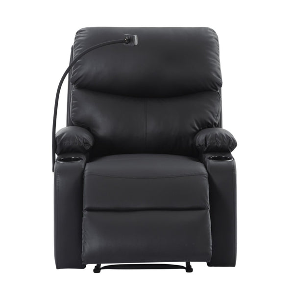 English Elm Adjustable Pu Leather Recliner with Cup Holders Solid Wood Frame Ergonomic Lounge Chair B347P532916