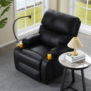 English Elm Adjustable Pu Leather Recliner with Cup Holders Solid Wood Frame Ergonomic Lounge Chair B347P532916