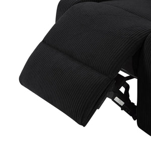 English Elm Adjustable Manual Recliner Solid Wood Frame Ergonomic Lounge Chair with Cup and Phone Holders Black B347P533389