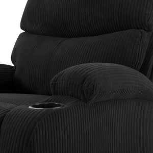 English Elm Adjustable Manual Recliner Solid Wood Frame Ergonomic Lounge Chair with Cup and Phone Holders Black B347P533389