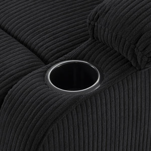 English Elm Adjustable Manual Recliner Solid Wood Frame Ergonomic Lounge Chair with Cup and Phone Holders Black B347P533389