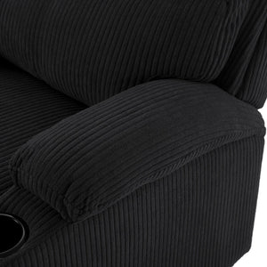 English Elm Adjustable Manual Recliner Solid Wood Frame Ergonomic Lounge Chair with Cup and Phone Holders Black B347P533389