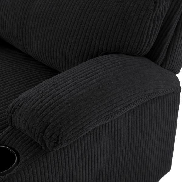 English Elm Adjustable Manual Recliner Solid Wood Frame Ergonomic Lounge Chair with Cup and Phone Holders Black B347P533389