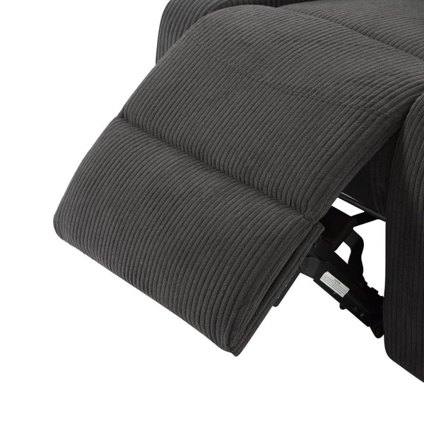 English Elm Adjustable Manual Recliner Solid Wood Frame Ergonomic Lounge Chair with Cup and Phone Holders Dark Gray B347P533391