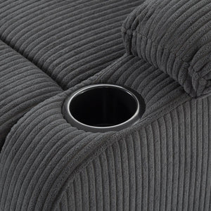 English Elm Adjustable Manual Recliner Solid Wood Frame Ergonomic Lounge Chair with Cup and Phone Holders Dark Gray B347P533391