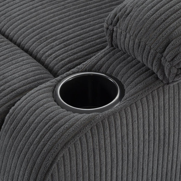 English Elm Adjustable Manual Recliner Solid Wood Frame Ergonomic Lounge Chair with Cup and Phone Holders Dark Gray B347P533391