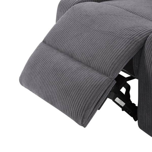 English Elm Adjustable Manual Recliner Solid Wood Frame Ergonomic Lounge Chair with Cup and Phone Holders Light Gray B347P533394