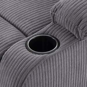 English Elm Adjustable Manual Recliner Solid Wood Frame Ergonomic Lounge Chair with Cup and Phone Holders Light Gray B347P533394