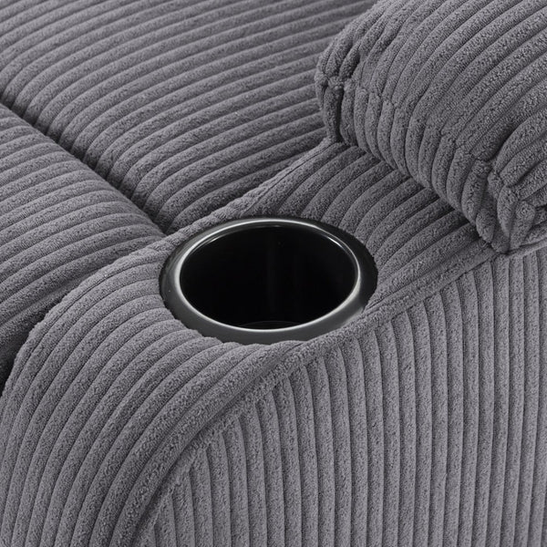 English Elm Adjustable Manual Recliner Solid Wood Frame Ergonomic Lounge Chair with Cup and Phone Holders Light Gray B347P533394