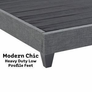 English Elm Contemporary Grey Polyester Upholstered Platform Bed Geometric Low Profile California King B347P534647
