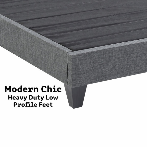 English Elm Contemporary Grey Polyester Upholstered Platform Bed Geometric Low Profile California King B347P534647