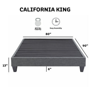 English Elm Contemporary Grey Polyester Upholstered Platform Bed Geometric Low Profile California King B347P534647