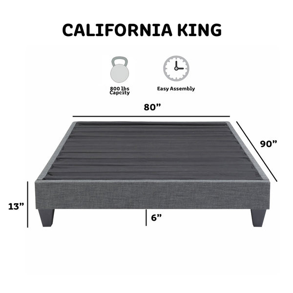 English Elm Contemporary Grey Polyester Upholstered Platform Bed Geometric Low Profile California King B347P534647