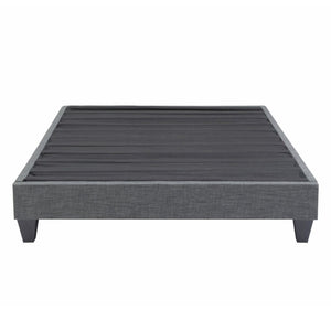 English Elm Contemporary Grey Linen Upholstered Platform Bed with Geometric Legs No Box Spring B347P534649