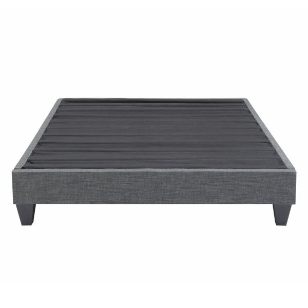 English Elm Contemporary Grey Linen Upholstered Platform Bed with Geometric Legs No Box Spring B347P534649