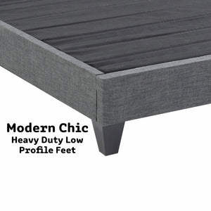 English Elm Contemporary Grey Linen Upholstered Platform Bed with Geometric Legs No Box Spring B347P534649