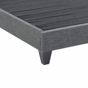 English Elm Contemporary Grey Linen Upholstered Platform Bed with Geometric Legs No Box Spring B347P534649