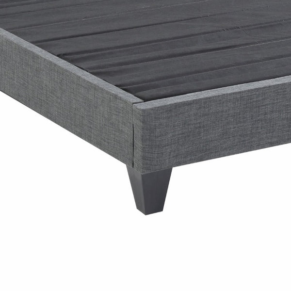 English Elm Contemporary Grey Linen Upholstered Platform Bed with Geometric Legs No Box Spring B347P534649