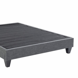 English Elm Contemporary Grey Linen Upholstered Platform Bed with Geometric Legs No Box Spring B347P534649