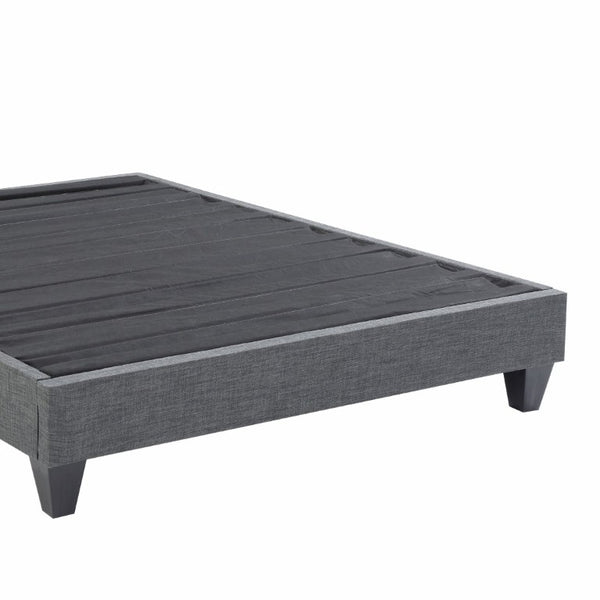 English Elm Contemporary Grey Linen Upholstered Platform Bed with Geometric Legs No Box Spring B347P534649