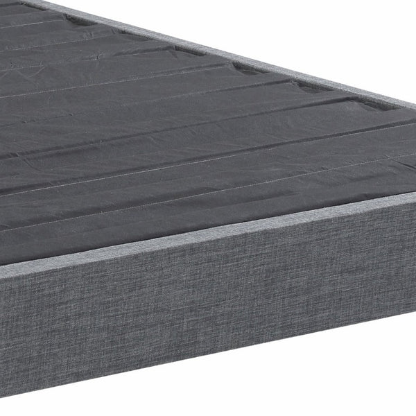 English Elm Contemporary Grey Linen Upholstered Platform Bed with Geometric Legs No Box Spring B347P534649