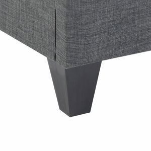 English Elm Contemporary Grey Linen Upholstered Platform Bed with Geometric Legs No Box Spring B347P534649