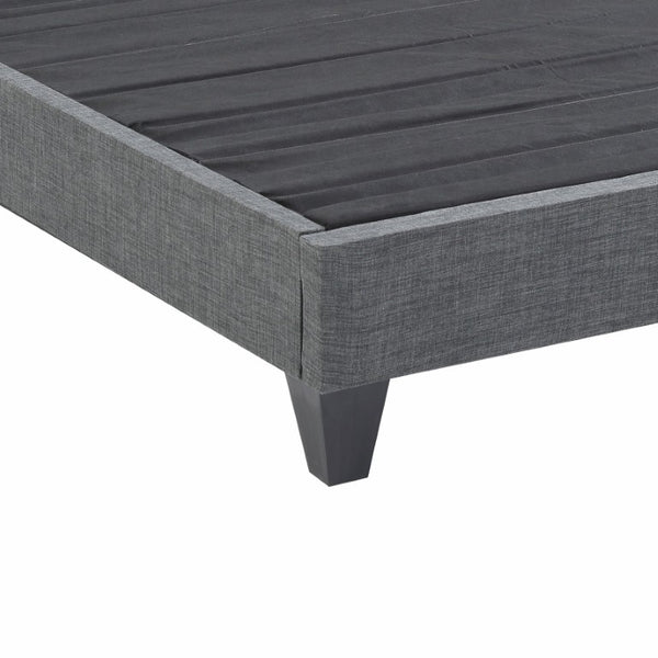 English Elm Contemporary Grey Linen Polyester Platform Bed Solid Wood Frame Geometric Legs B347P534656