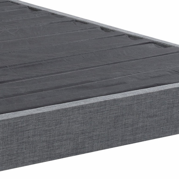 English Elm Contemporary Grey Linen Polyester Platform Bed Solid Wood Frame Geometric Legs B347P534656