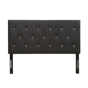 English Elm Queen Faux Leather Headboard Crystal Tufted Hotel Style Adjustable Upholstered Frame Black B347P534689