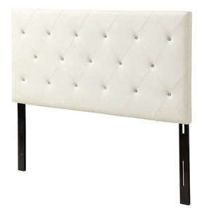 English Elm Queen Faux Leather Headboard Crystal Tufted Hotel Style Adjustable Upholstered Frame White B347P534691