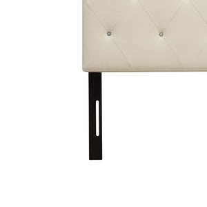 English Elm Queen Faux Leather Headboard Crystal Tufted Hotel Style Adjustable Upholstered Frame White B347P534691