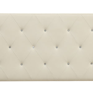 English Elm Queen Faux Leather Headboard Crystal Tufted Hotel Style Adjustable Upholstered Frame White B347P534691