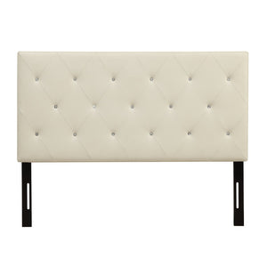English Elm Queen Faux Leather Headboard Crystal Tufted Hotel Style Adjustable Upholstered Frame White B347P534691