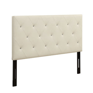 English Elm Queen Faux Leather Headboard Crystal Tufted Hotel Style Adjustable Upholstered Frame White B347P534691