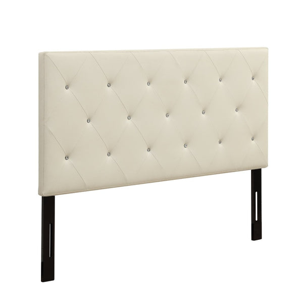 English Elm Queen Faux Leather Headboard Crystal Tufted Hotel Style Adjustable Upholstered Frame White B347P534691