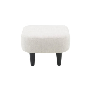 English Elm Curved Wraparound Armchair with Ottoman Beige Upholstery Tapered Wood Legs Lounge Set B347P534712