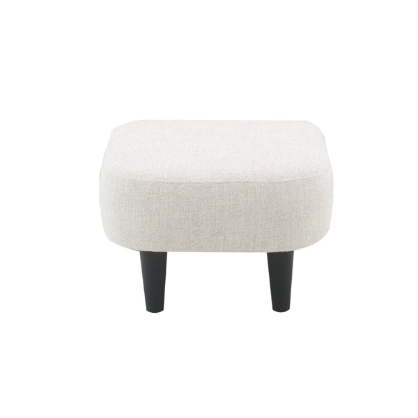 English Elm Curved Wraparound Armchair with Ottoman Beige Upholstery Tapered Wood Legs Lounge Set B347P534712