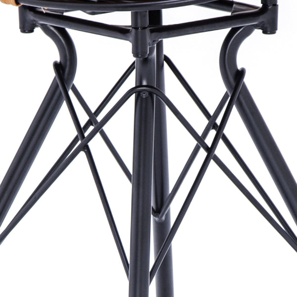 English Elm 24 Inch Industrial Farmhouse Counter Stools Set of 2 with Faux Leather Seats and Wood Footrest Orange B347P535315