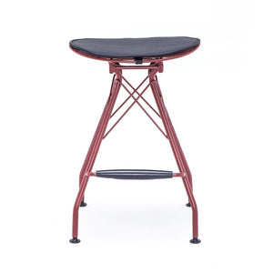 English Elm 24 Inch Industrial Farmhouse Counter Stools Set of 2 with Faux Leather Seats and Wood Footrest Grey+Red B347P535318