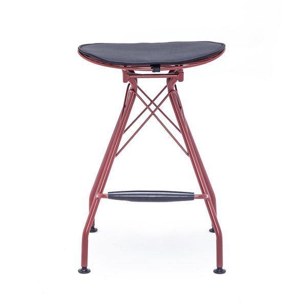 English Elm 24 Inch Industrial Farmhouse Counter Stools Set of 2 with Faux Leather Seats and Wood Footrest Grey+Red B347P535318