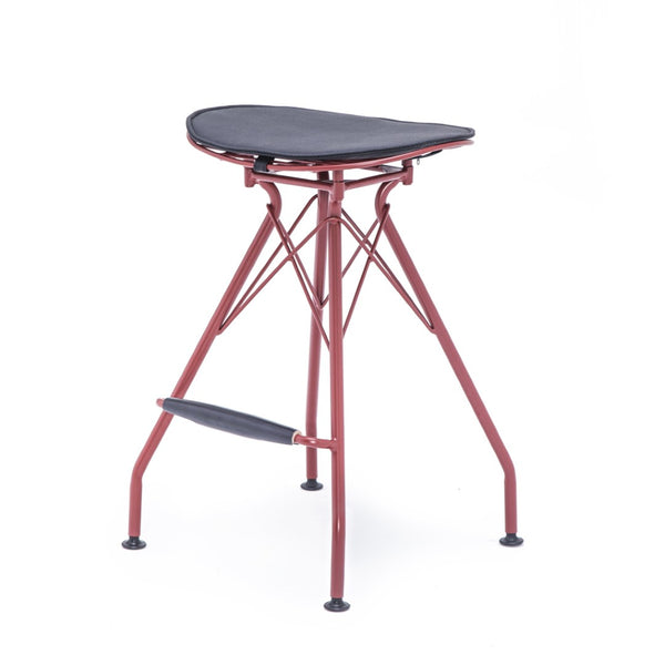 English Elm 24 Inch Industrial Farmhouse Counter Stools Set of 2 with Faux Leather Seats and Wood Footrest Grey+Red B347P535318